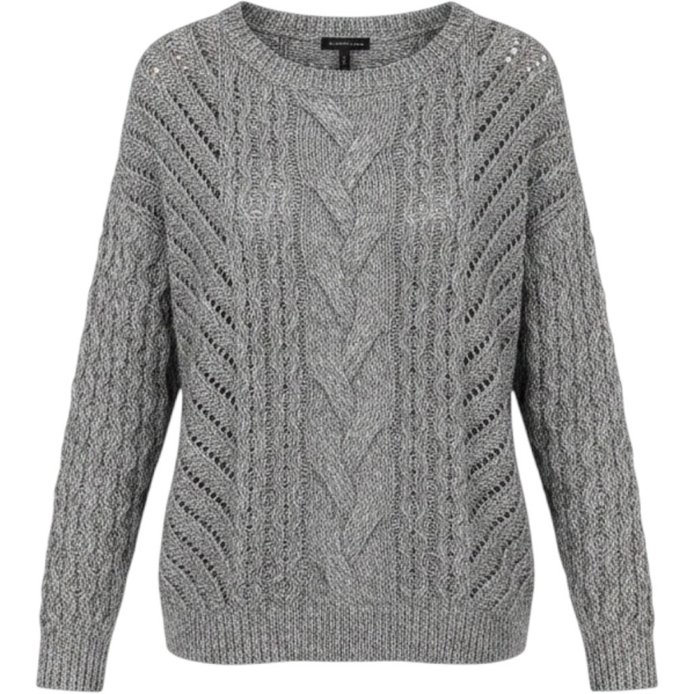 Express‎ Sweater Womens XS Grey Cable Knit Pointelle Pullover